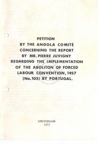 Petição do Comité Angola sobre o Relatório de Pierre Juvigny