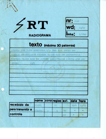 Conjunto de documentos: Roadiograma, Guia de Remessa e carta