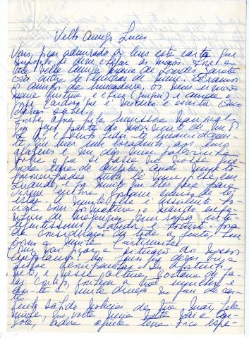 Carta de Maria de Lourdes Barata a Lúcio Lara.