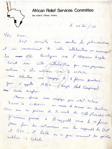 Carta de Jacques Roy a Lúcio Lara