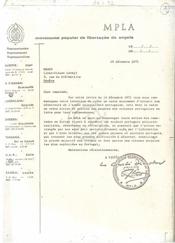 Carta de Iko Carreira a Jean-Claude Luthy