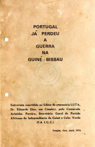 Brochura do PAIGC com uma entrevista a Eduardo Dias
