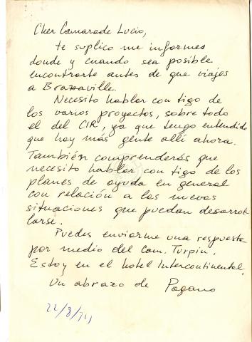 Carta de Pagano a Lúcio Lara