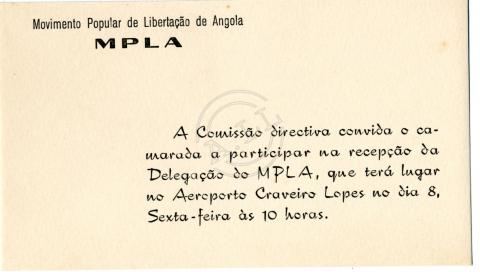 Convite da Comissão Directiva do MPLA