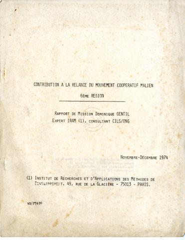 Contribution à la relance du Mouvement Coopératif Malien, 6ème Région