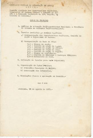 Documentos da reunião alargada de departamentos do MPLA