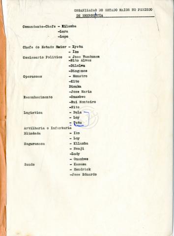 Organização do Estado-Maior (FAPLA) no período de Emergência