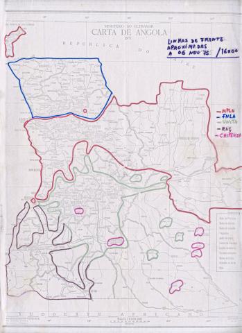 Mapa de Angola “Linhas de frente aproximadas”