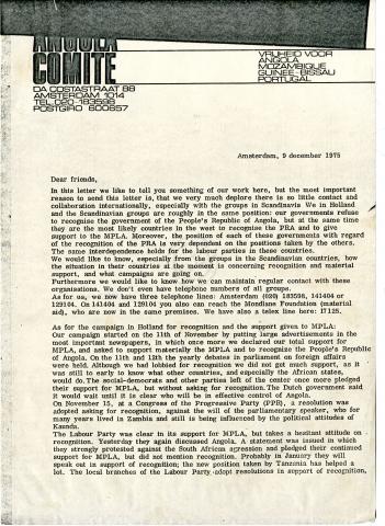 Carta do Angola Comite ao MPLA