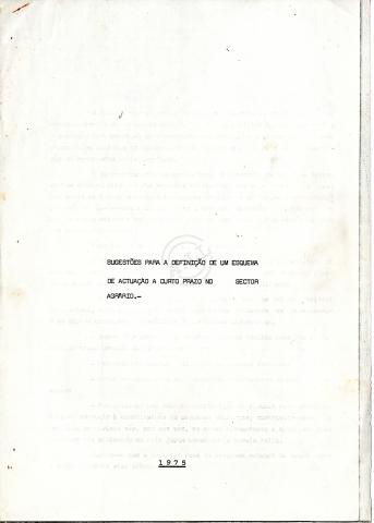 Sugestões para a definição de um esquema de actuação no sector agrário