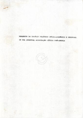 Projecto de Ideário de uma eventual Associação Cívica Pró-Angola