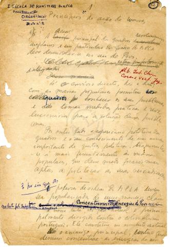 Texto sobre «Princípios de acção de massas» para a I Escola de Monitores do MPLA