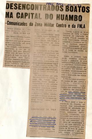 Comunicado do FNLA sobre a Zona Militar 