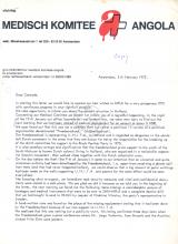 Carta do Medisch Komitee Angola ao MPLA