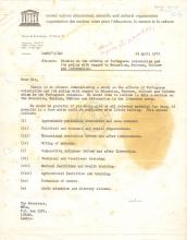 Carta de Marion Glean (UNESCO) a Agostinho Neto?