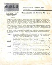 Comunicado de guerra nº 11/72, da Frente Leste - MPLA