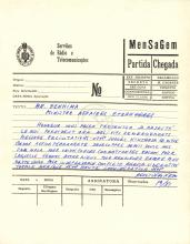 Radiograma de Agostinho Neto a Mr. Benhima (Min. dos Neg. estrang.)
