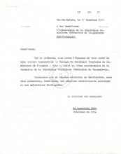 Carta (NA/434/72) de Agostinho Neto ao Embaixador da Jugoslávia na Tanzânia