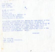 Telegrama de Humbaraci a Renato Tarantino