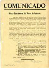 Comunicado da União Democrática dos Povos de Cabinda, de François Valère Souza e João Maria Sambo