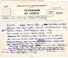 Telegrama de Lúcio Lara a «Kilamba» e à CPR