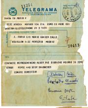 Telegrama do Comité Director do MPLA a J. Faria