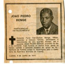 Obituário de João Pedro Benge