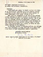 Carta de Paulo dos Anjos ao MPLA, com documentos anexos