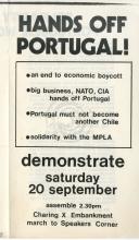 Panfleto do Solidarity campaign with the Portuguese Working Class