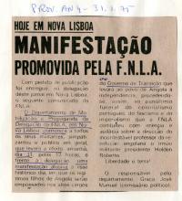 FNLA promove Manifestação
