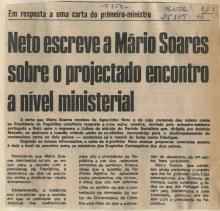 Contactos entre o Presidente Neto e Mário Soares