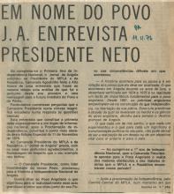 Entrevista de Agostinho Neto ao Jornal de Angola