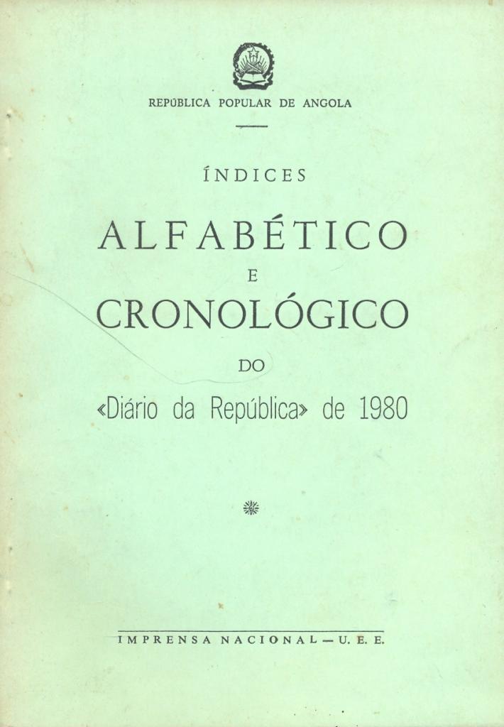 Índice Alfabético e Cronológico do «Diário da República» de 1980