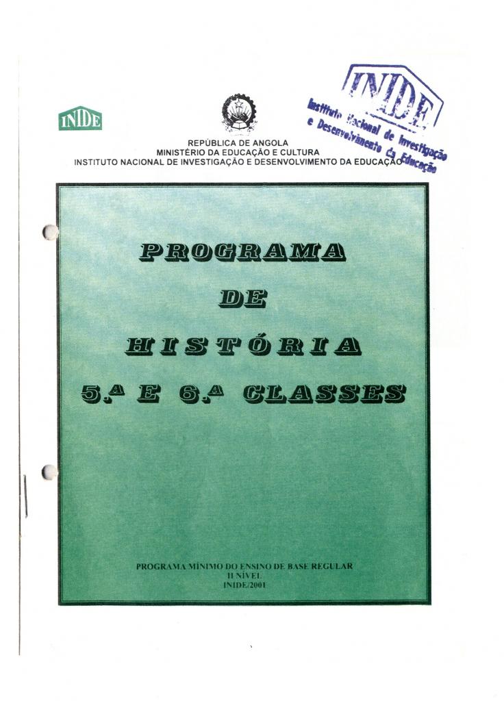 Programa de História 5ª e 6ª Classes