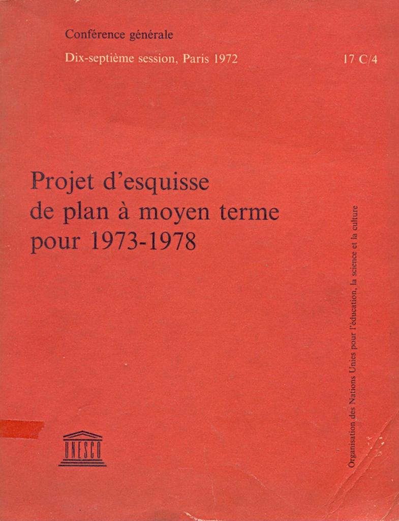 Projet d'Esquisse de Plan à Moyen Terme pour 1973-1978
