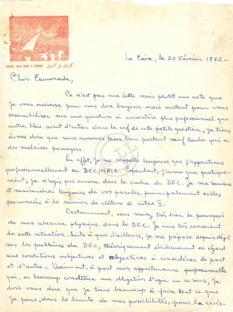 Carta de Ambrósio Lukoki (DEC) a Lúcio Lara