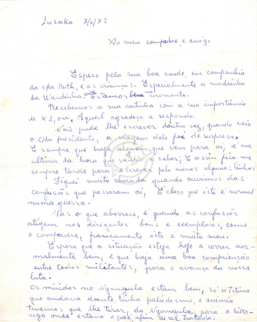 Carta de Maria Luísa Quarta a Tchiweka