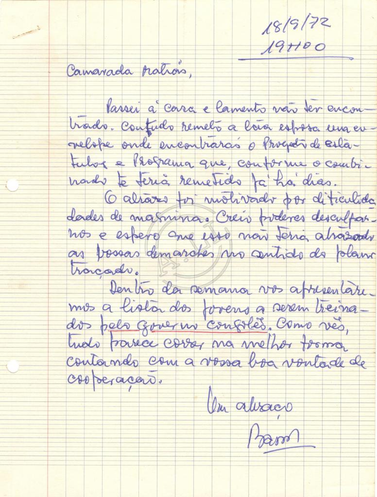 Carta de Barros a Matias com tradução dactilografada em francês