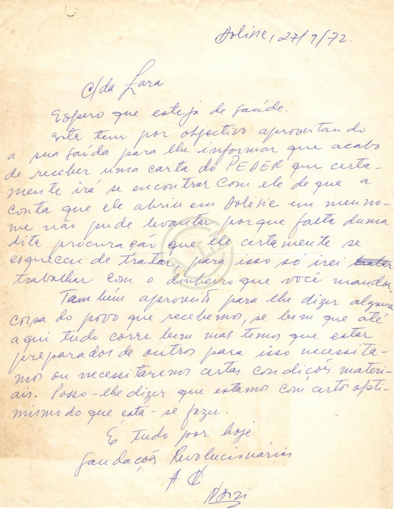 Carta de Ndozi a Lúcio Lara