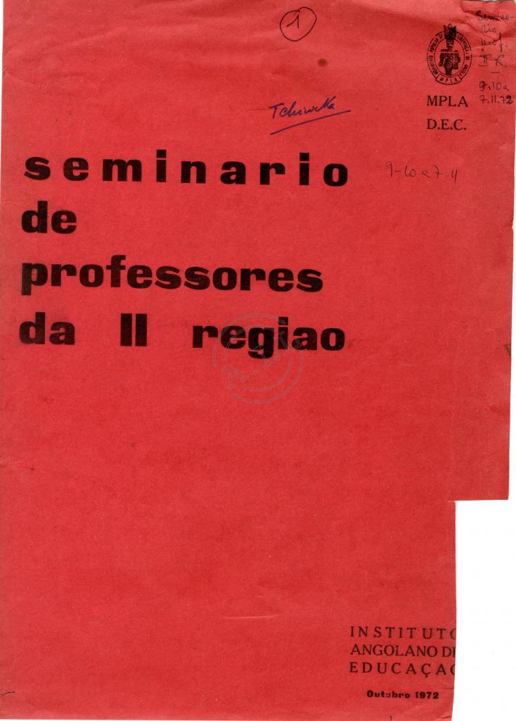 Capa dos documentos do Seminário com Listagem dos documentos