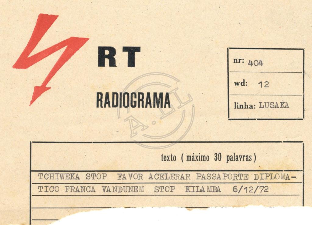 Radiograma nº 404 de Kilamba a Monstro