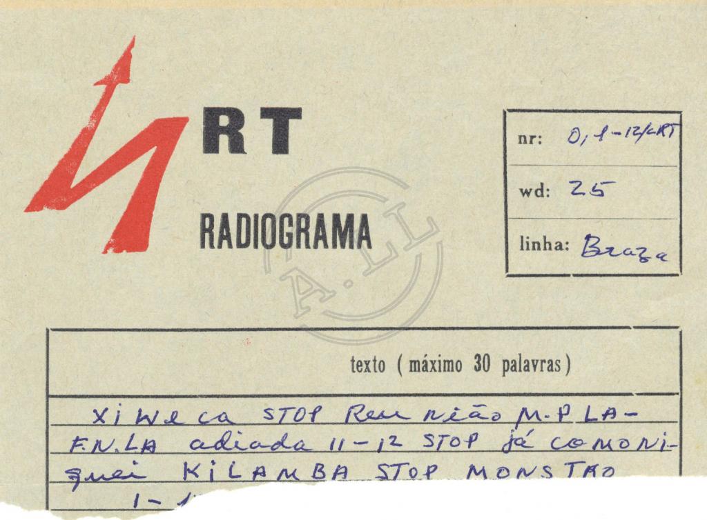 Radiograma de Monstro a Tchiweka