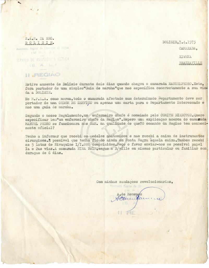 Carta de António de Menezes a Tchiweka
