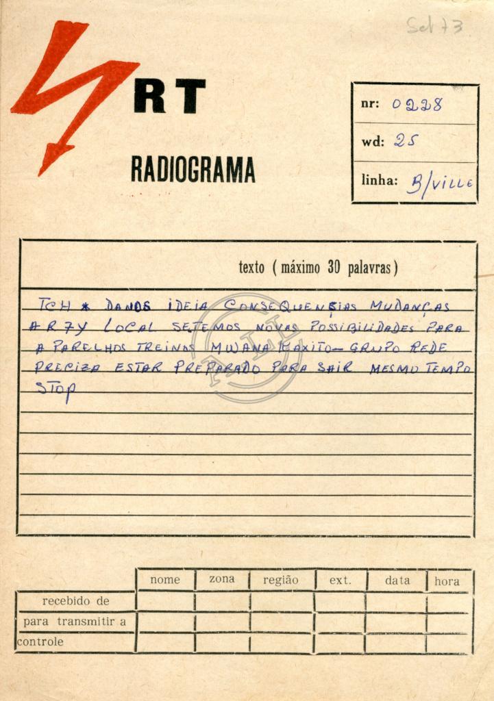 Radiograma de Kilamba? a Tchiweka