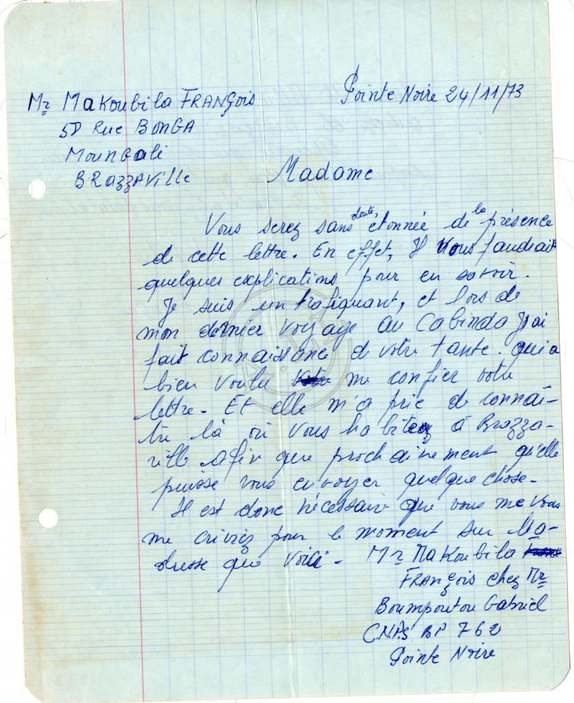 Carta de Makoubila François
