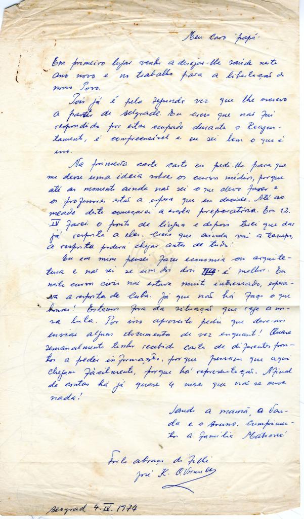 Carta de José Katuya «Oriente Vermelho» a Lúcio Lara