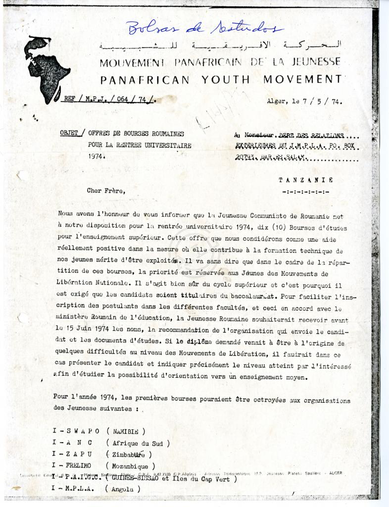 Carta de Sékou Cissoko (MPJ) à JMPLA