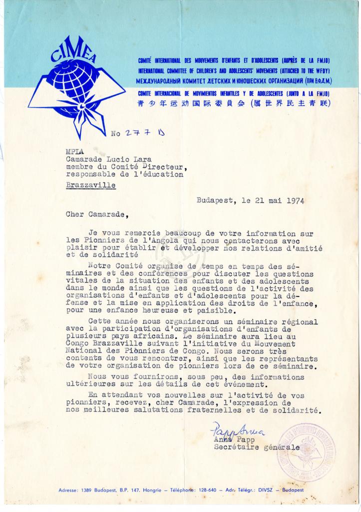 Carta de Anna Papp a Lúcio Lara (DEC)