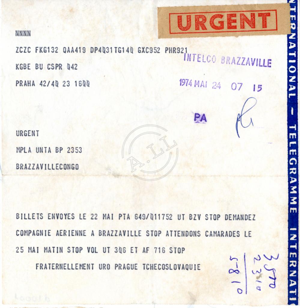 Telegrama dirigido ao MPLA – UNTA
