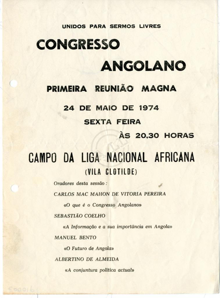 Convocatória para a 1ª Reunião Magna do Congresso Angolano